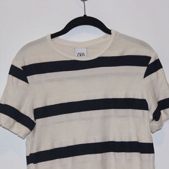 Zara Striped Short Sleeve Top Size Small - Picture 3 of 10